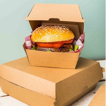 BB5" Kraft White & Brown Burger Boxes 200pcs