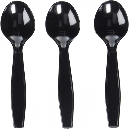 Black Premium Plastic Spoon 10x100